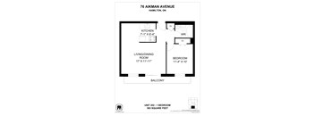 A floor plan for a 583 square feet apartment at 76 Aikman Avenue, Hamilton, ON.