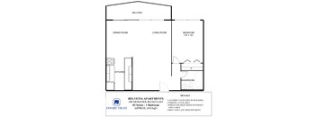 A floor plan for the Helvetia Apartments shows a bedroom, a living room, a dining room, a kitchen, a balcony, and a laundry facility.