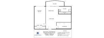 A floor plan for a 05 series apartment in the Helvetia Apartments.