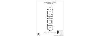 A floor plan for an apartment at 41 Herkimer Street, Hamilton, ON.