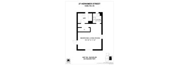 A floor plan for a 422 square foot unit at 27 Herkimer Street in Hamilton, Ontario.