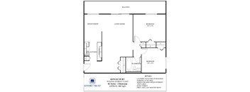 A floor plan for a 02 series apartment at Kingscourt on King Street East.