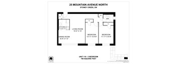 A floor plan for a unit at 25 Mountain Avenue North in Stoney Creek, ON.