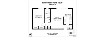A floor plan for a home at 9 Longwood Road South in Hamilton, ON.