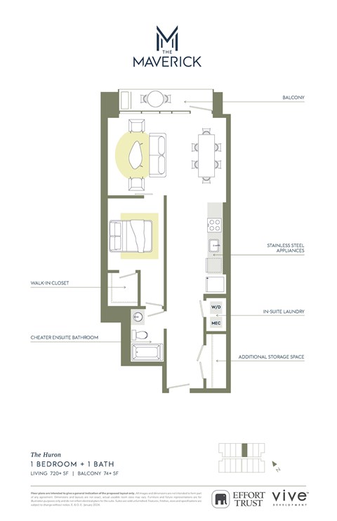 THEHURON Floor Plan at The Maverick, Kitchener