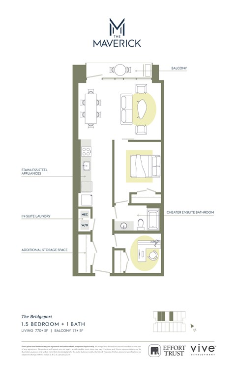 THEBRIDGEPORT Floor Plan at The Maverick, Kitchener