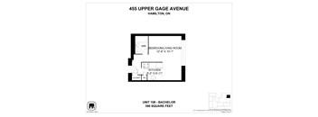 A floor plan for a unit at 455 Upper Gage Avenue in Hamilton, ON.
