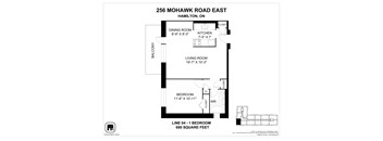 A floor plan for a home at 256 Mohawk Road East in Hamilton, Ontario, Canada.