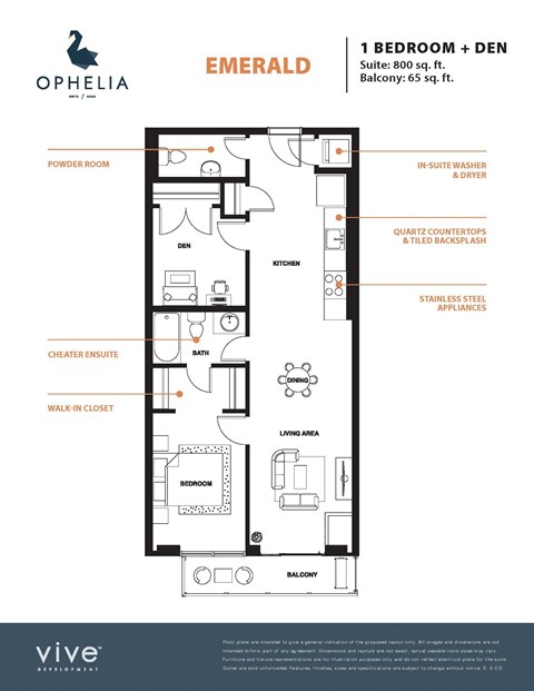 Emerald Floor Plan at Ophelia on Queen, Kitchener Ontario
