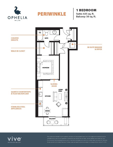Periwinkle Floor Plan at Ophelia on Queen, Kitchener Ontario