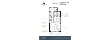 Pewter Floor Plan at Ophelia on Queen Apartments, Kitchener, Ontario