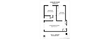 A floor plan for a 9 OSLER COURT unit shows a bedroom, kitchen, and living/dining room.