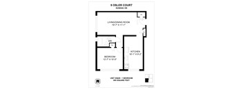 A floor plan for a 9 OSLER COURT unit with a living/dining room, kitchen, and bedroom.