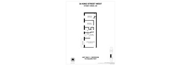 A floor plan for a 2 bedroom apartment at 34 King Street West.