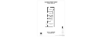 A floor plan for a 2 bedroom apartment at 34 King Street West.
