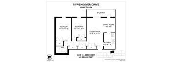A floor plan for a home at 75 Wendover Drive in Hamilton, ON.