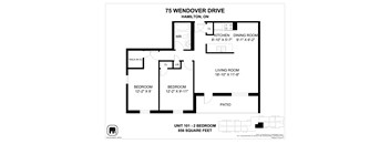 A floor plan for a unit at 75 Wendover Drive in Hamilton, ON.