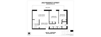 A black and white image of a floor plan for a two bedroom apartment.