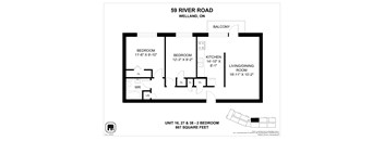 A floor plan for a unit at 59 River Road Welland, ON.