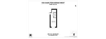 Floor plan for a unit at 150 Charlton Avenue West in Hamilton, ON.