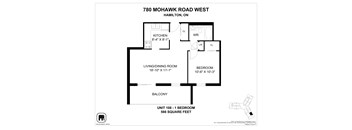 A floor plan for a unit at 780 Mohawk Road West in Hamilton, Ontario, Canada.
