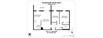 A floor plan for a unit at 780 Mohawk Road West in Hamilton, Ontario.