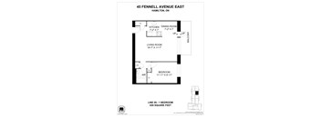 A floor plan for a home at 45 Fennell Avenue East in Hamilton, Ontario.
