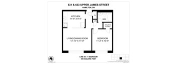 A floor plan for a home at 631 & 633 Upper James Street, Hamilton, ON.