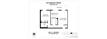 A floor plan for a home at 333 Quigley Road, Hamilton, ON.