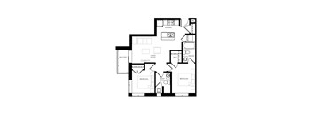 A black and white floor plan of a house with labeled rooms.
