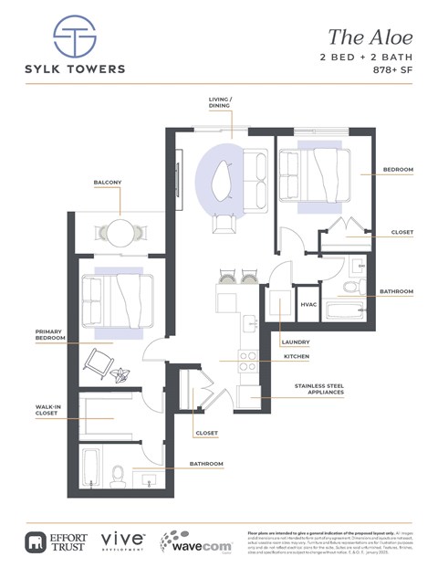 Aloe Floor Plan at Sylk Towers, Kitchener, ON