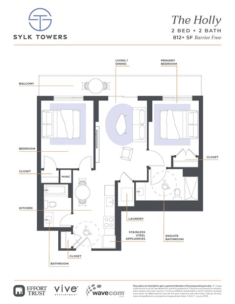 Holly Floor Plan at Sylk Towers, Kitchener