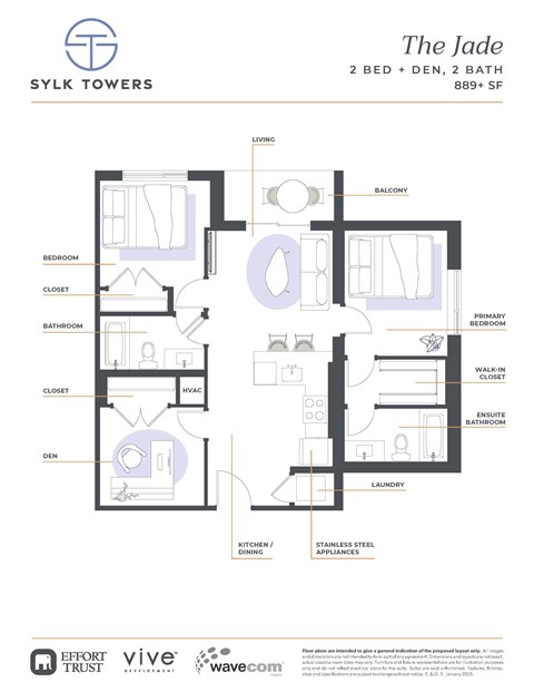 Jade Floor Plan at Sylk Towers, Kitchener Ontario