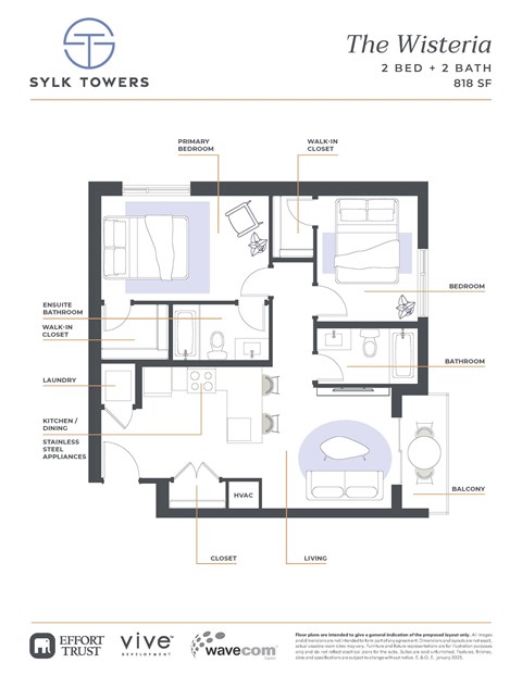 Wisteria Floor Plan at Sylk Towers, Ontario