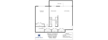 A floor plan for a 1B series apartment at Effort Trust.