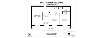 A floor plan for a home at 2 Village Green Boulevard in Stoney Creek, Ontario.