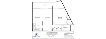 A floor plan of a 150 square meter B series 1 bedroom apartment.