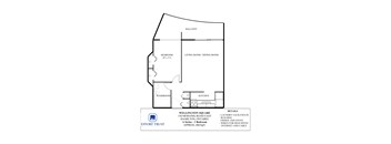 A floor plan for a 1 bedroom apartment in Hamilton, Ontario.