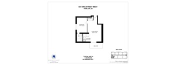 A drawing of a floor plan for a unit at 547 King Street West in Hamilton, Ontario.