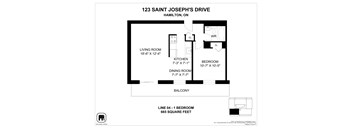 A floor plan for a condo at 123 Saint Joseph's Drive in Hamilton, ON.