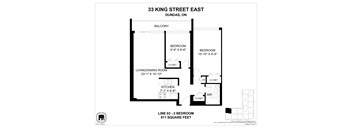 A floor plan for a duplex at 33 King Street East in Dundas, Ontario.