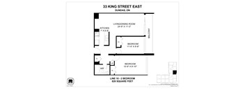 A floor plan for a duplex at 33 King Street East in Dundas, Ontario.