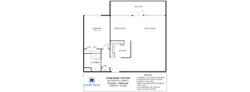 A floor plan for a Yorkshire Towers apartment shows a bedroom, a living room, a dining room, a kitchen and a washroom.