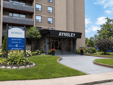 AYSLEY RENTALS SITE IN FRONT OF A BUILDING.