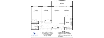 A floor plan of the Bay 100 Apartments.