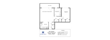 A floor plan for a Ben Lomond apartment shows a living room, dining room, kitchen, and bedroom.