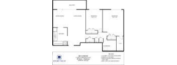 A floor plan of a Ben Lomond place with two bedrooms and a living room.