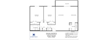 A floor plan for the Granada Apartments shows two bedrooms, a living room, a dining room, a kitchen, and a washroom.
