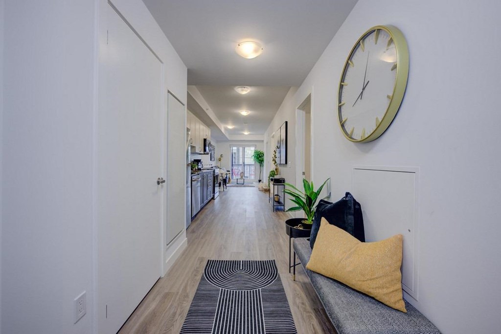 A long hallway at The Maverick, Ontario