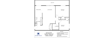 A floor plan for a 2 bedroom apartment at Kingscourt 93 King Street East.